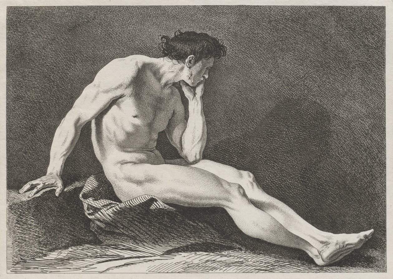 Hombre sentado con la cabeza en la mano de Carle van Loo