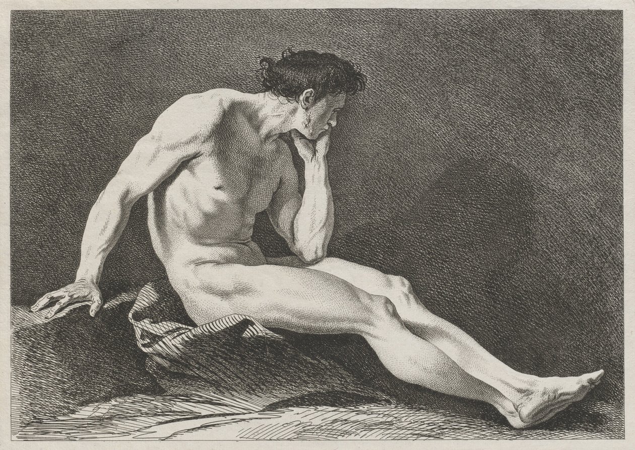 Hombre sentado con la cabeza en la mano de Carle van Loo