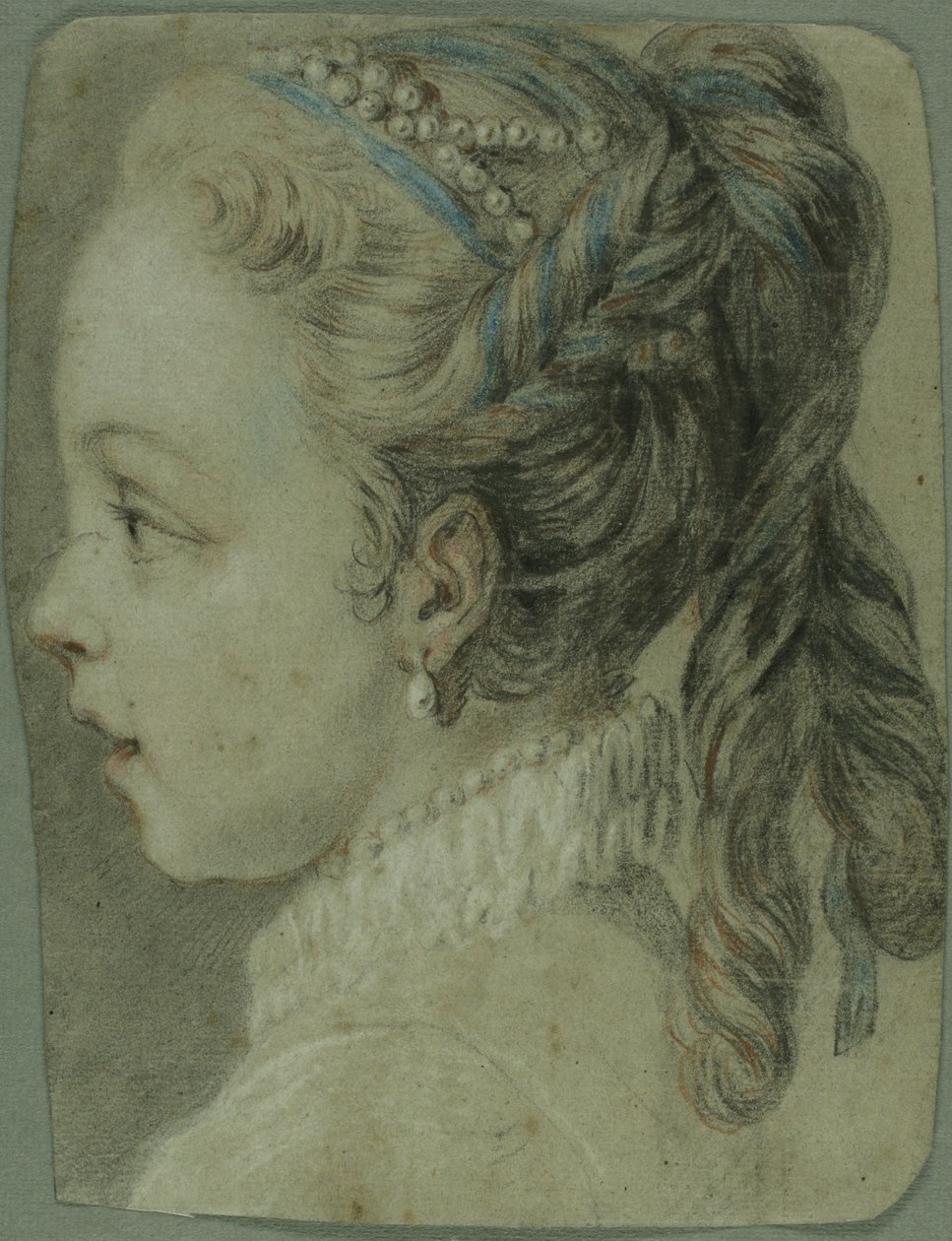 Estudio: Cabeza de una joven mirando a la izquierda de Carle van Loo