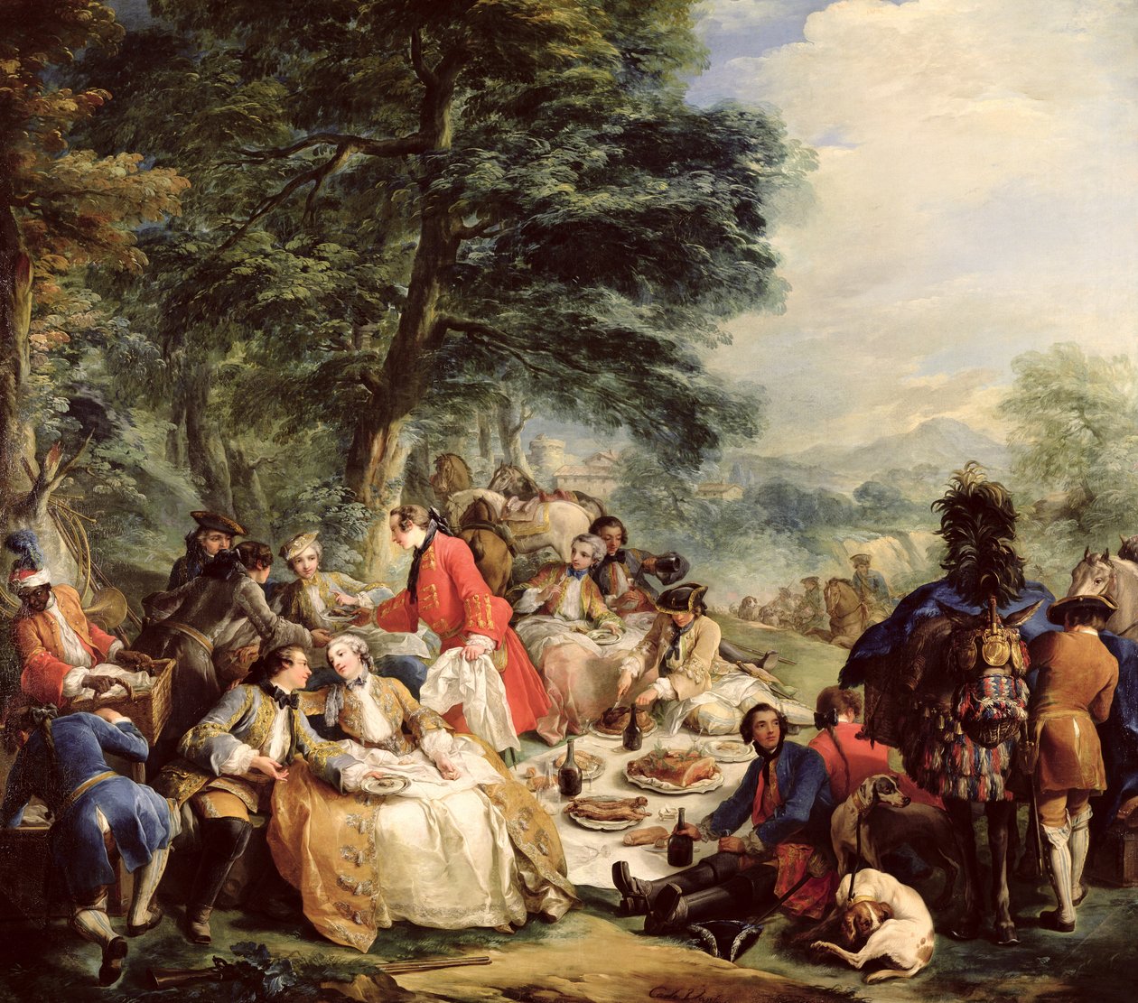 El almuerzo de la caza, 1737 de Carle van Loo