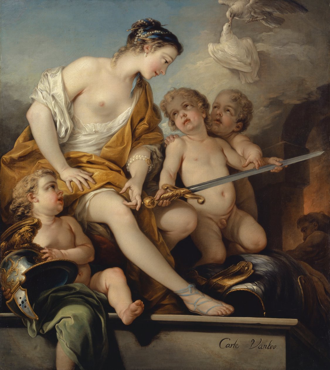 Venus y cupidos con las armas de Marte, c.1743 de Carle van Loo