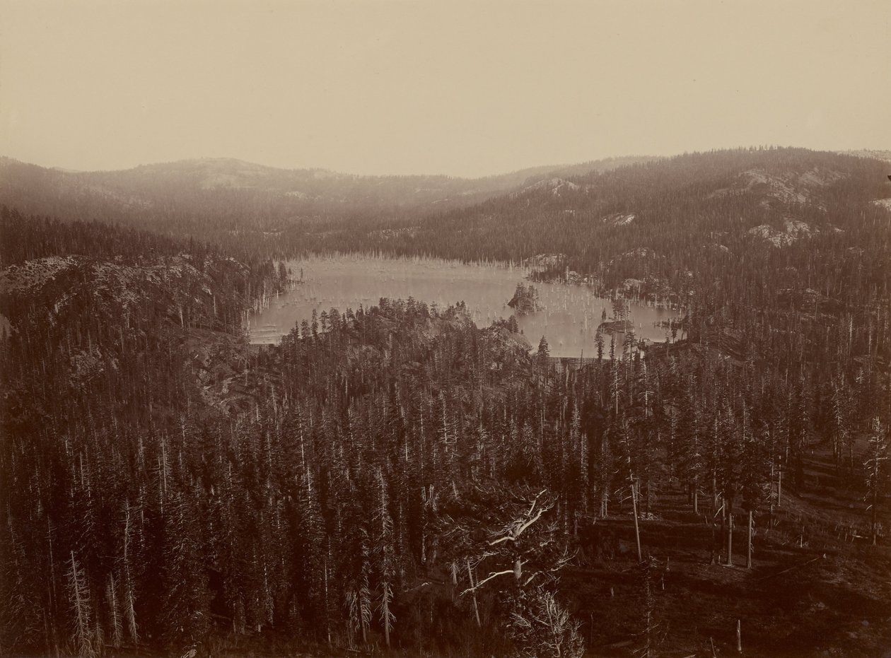 Presas y Lago, Condado de Nevada, Vista Lejana de Carleton E. Watkins