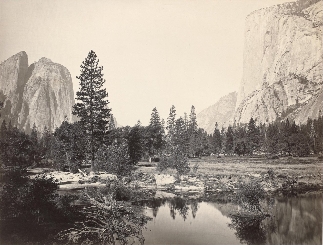 Valle Abajo, Yosemite, Rocas de la Catedral, El Capitán, Yosemite de Carleton E. Watkins
