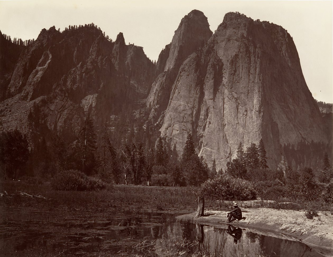 Rocas de la Catedral, Yosemite, ca. 1872, impreso ca. 1876 de Carleton E. Watkins.