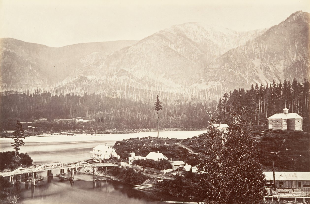 Cascadas, Oregón, 1867, impreso ca. 1876 de Carleton Emmons Watkins