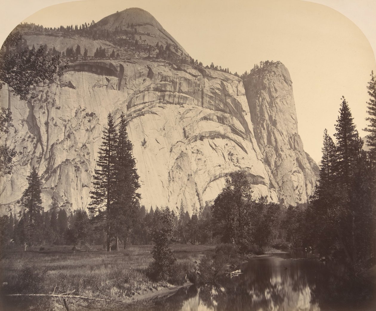 Cúpula norte a la izquierda - Arcos reales - Columna de Washington, 1861, Yosemite de Carleton Emmons Watkins