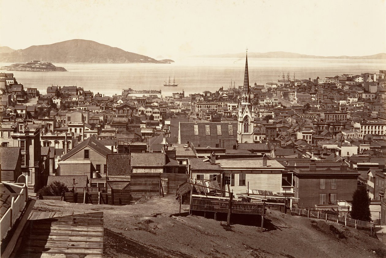 San Francisco, desde California y Powell Street, 1864, impreso ca. 1876 de Carleton Emmons Watkins