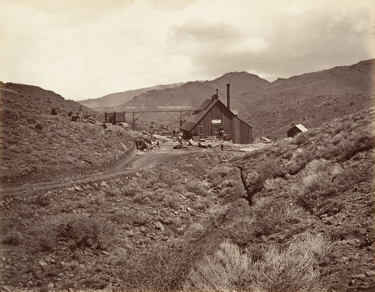 Pozo No. 3 del Túnel Sutro, 1875, impreso ca. 1876 de Carleton Emmons Watkins