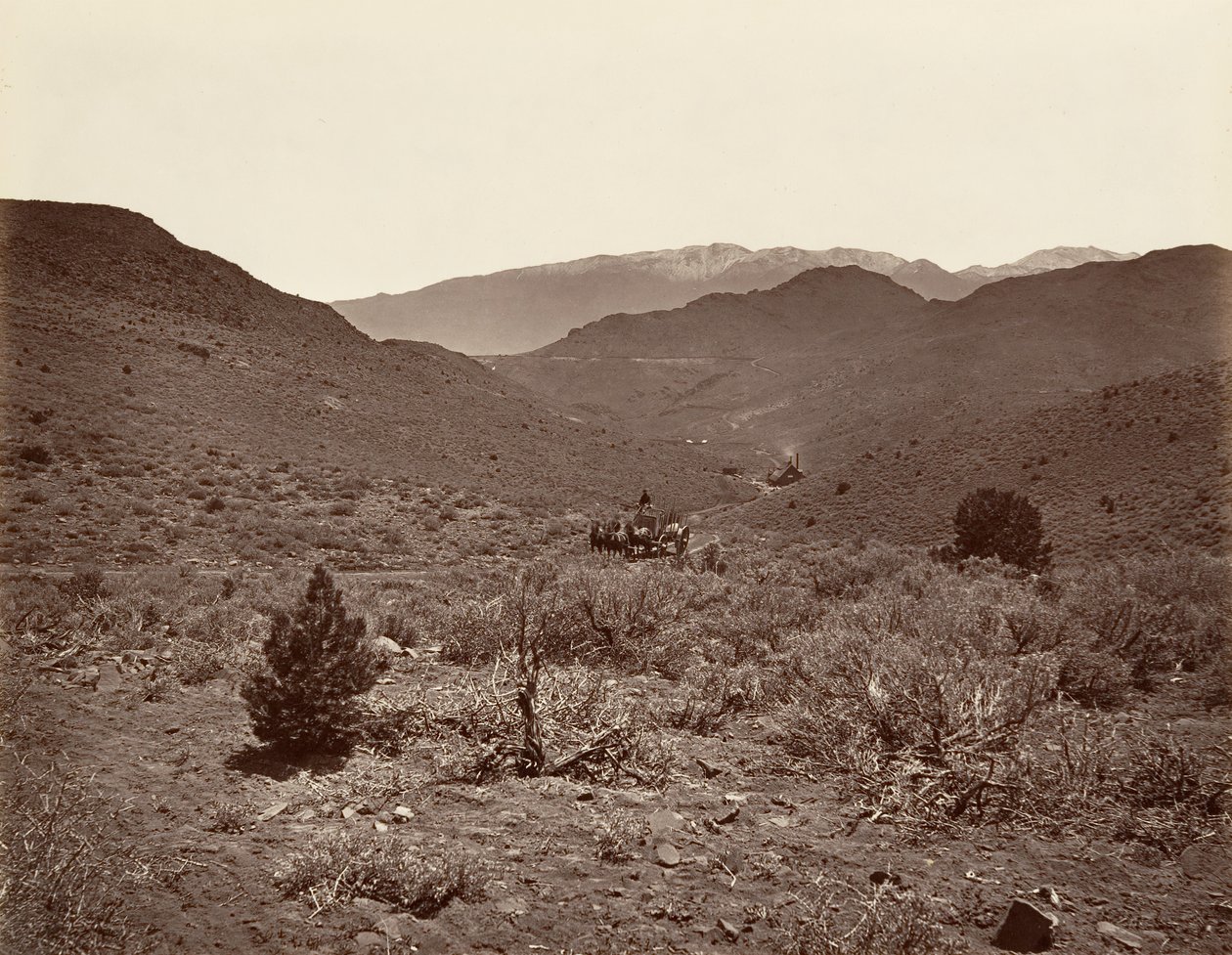 Camino del túnel Sutro a Virginia City, 1875, impreso ca. 1876 de Carleton Emmons Watkins