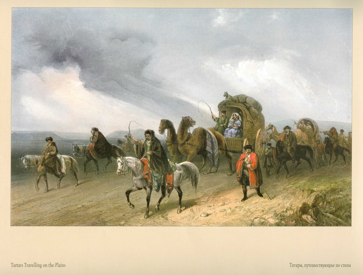 Tártaros viajando por la estepa de Carlo Bossoli