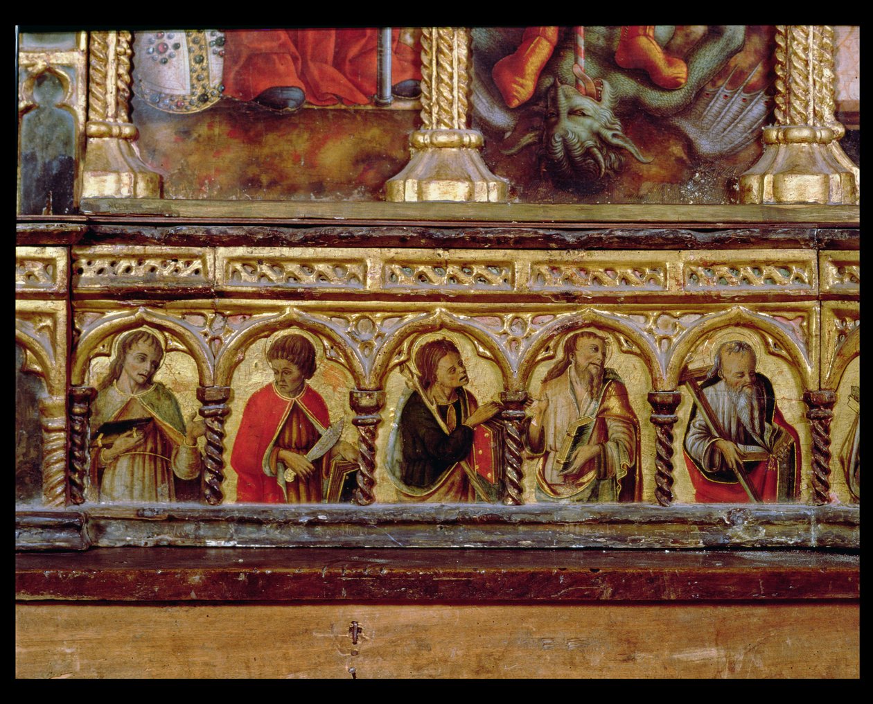 Cinco apóstoles, de la predela del políptico de San Martino de Carlo Crivelli