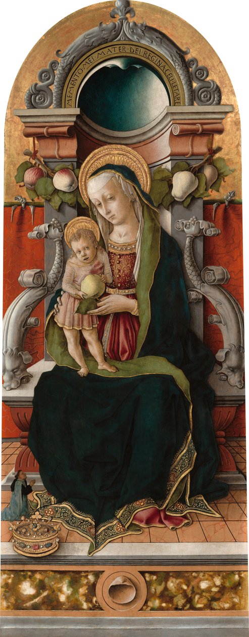 Madonna y el Niño entronizados con donante de Carlo Crivelli