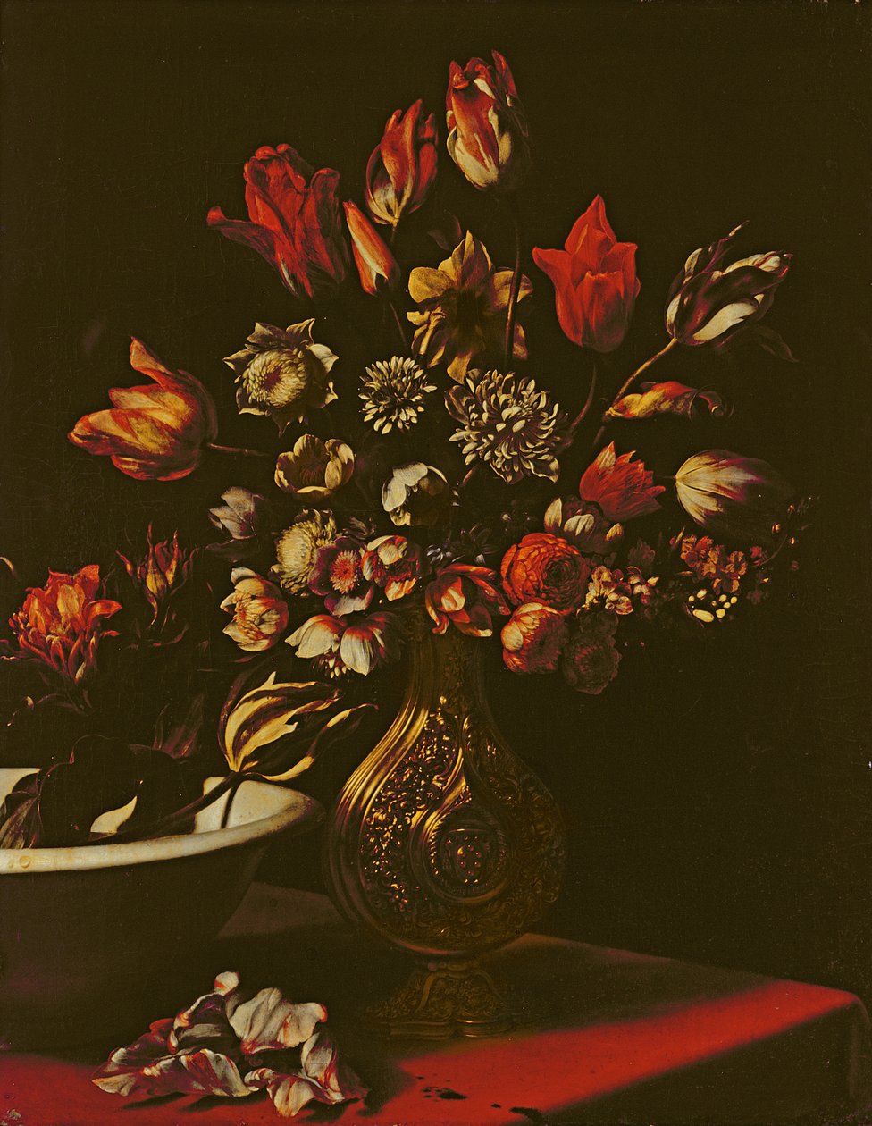 Jarrón de flores con una palangana de Carlo Dolci