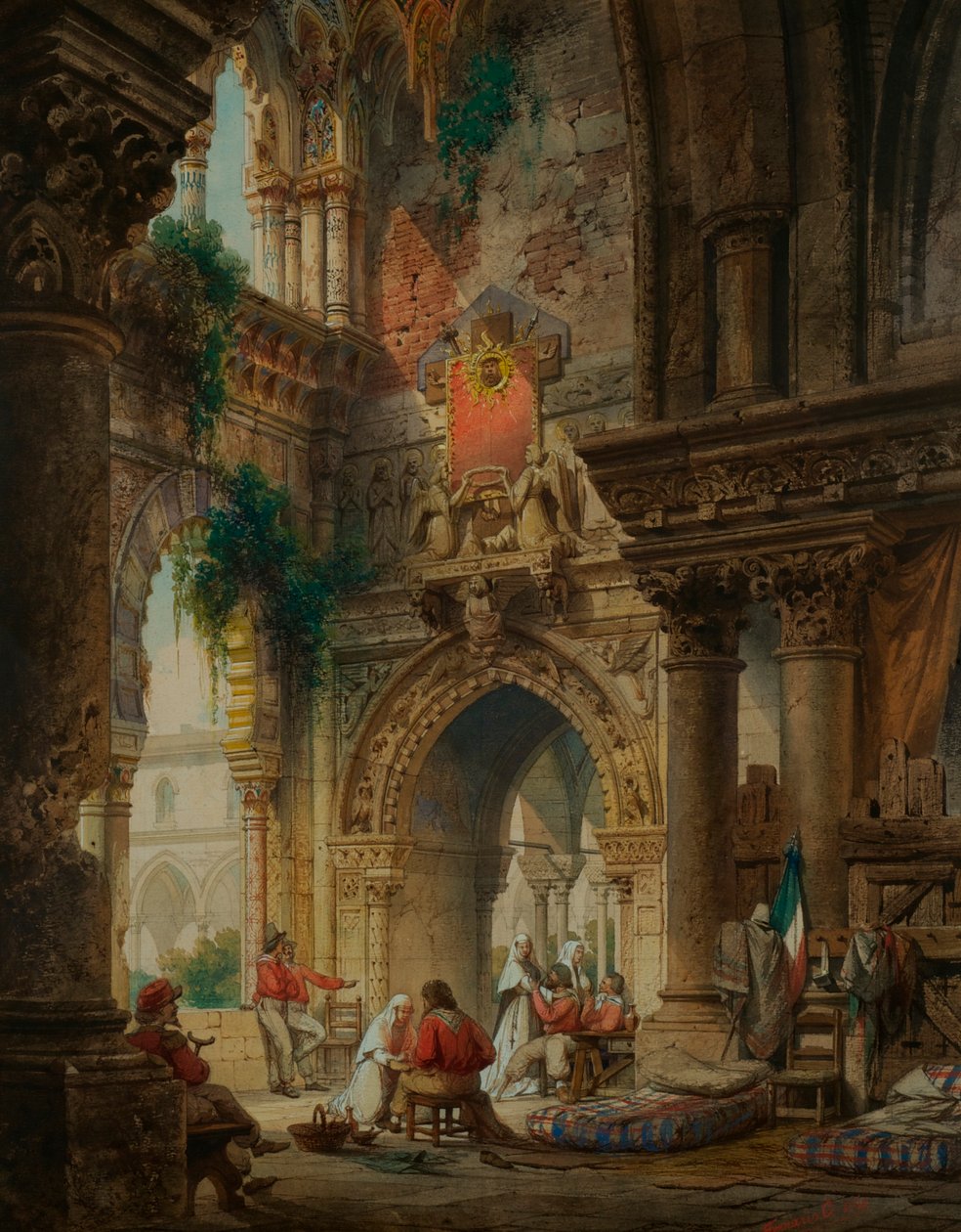 El convento de Palermo, c.1850 de Carlo Ferrario