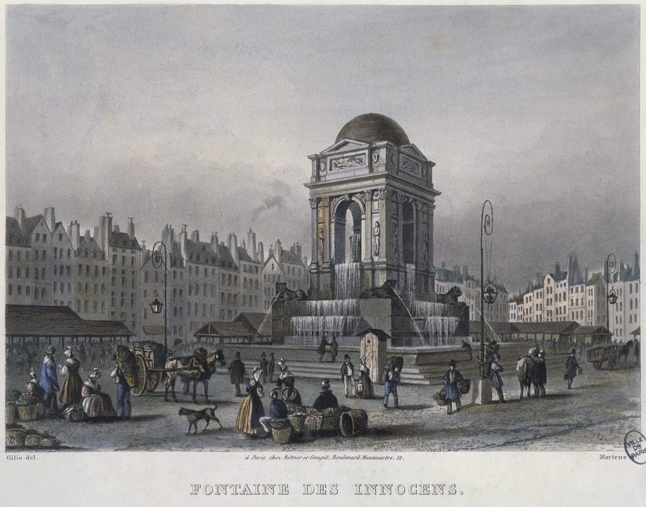 La Fuente de los Inocentes, París, grabado por Frederic Martens de Carlo Gilio