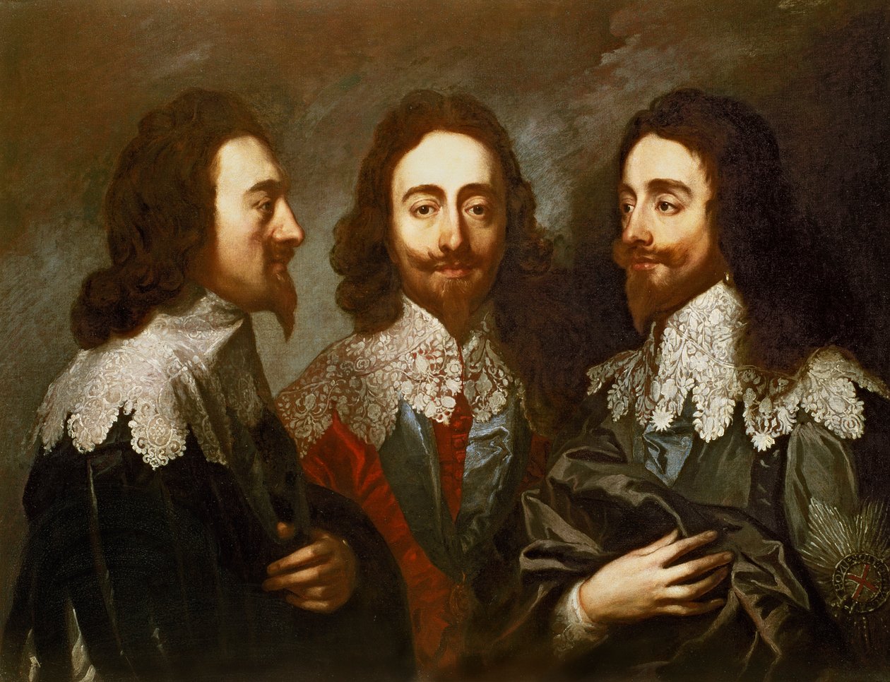 Carlos I en Tres Posiciones (1600-49) Pintura después de Van Dyck de Carlo Maratta or Maratti