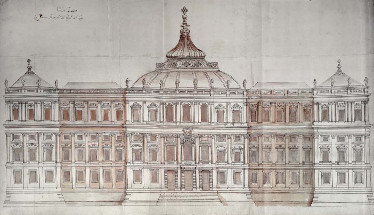 Segundo diseño para la fachada principal del Louvre de Carlo Rainaldi