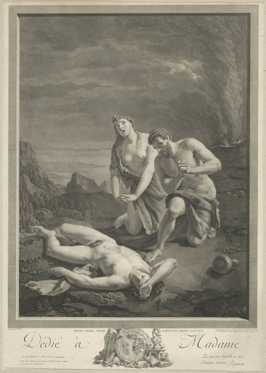 Adán y Eva ante el cadáver de Abel de Carlo Antonio Porporati