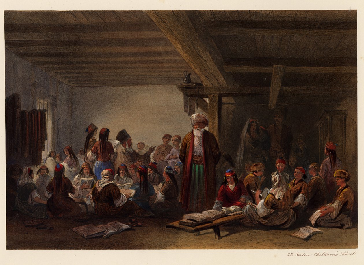 Escuela Infantil de Tártaros de Crimea, 1856 de Carlo Bossoli