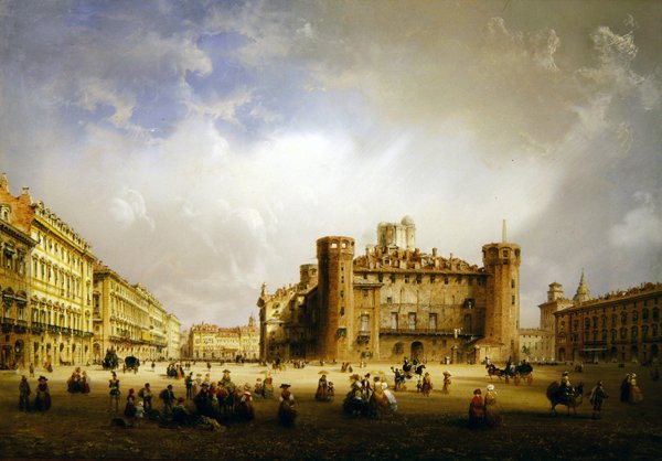 Piazza Castello, Turín, 1852 de Carlo Bossoli