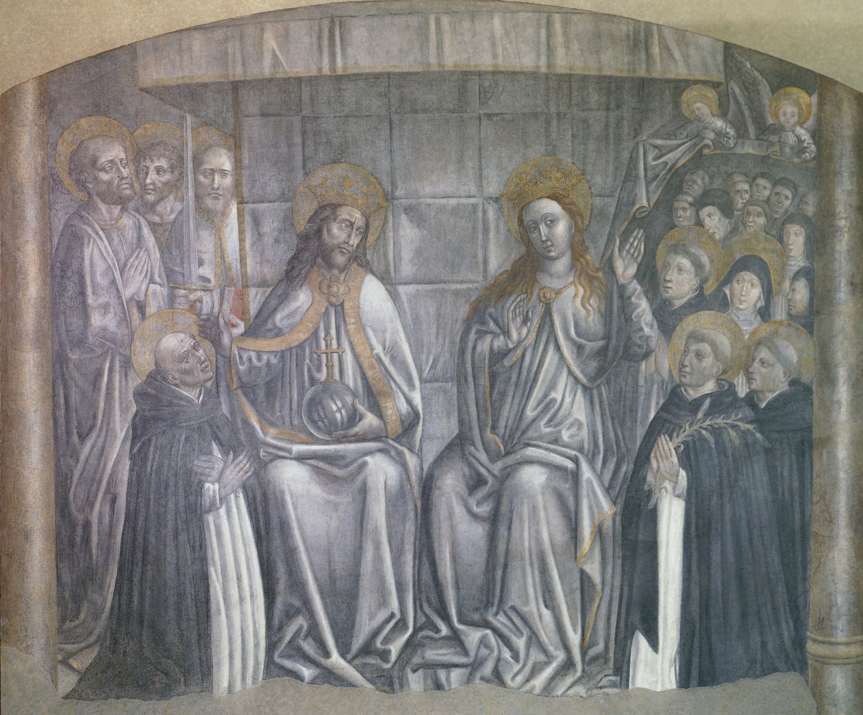 Cristo entregando el mundo a San Domingo en presencia de la Virgen María de Carlo Braccesco
