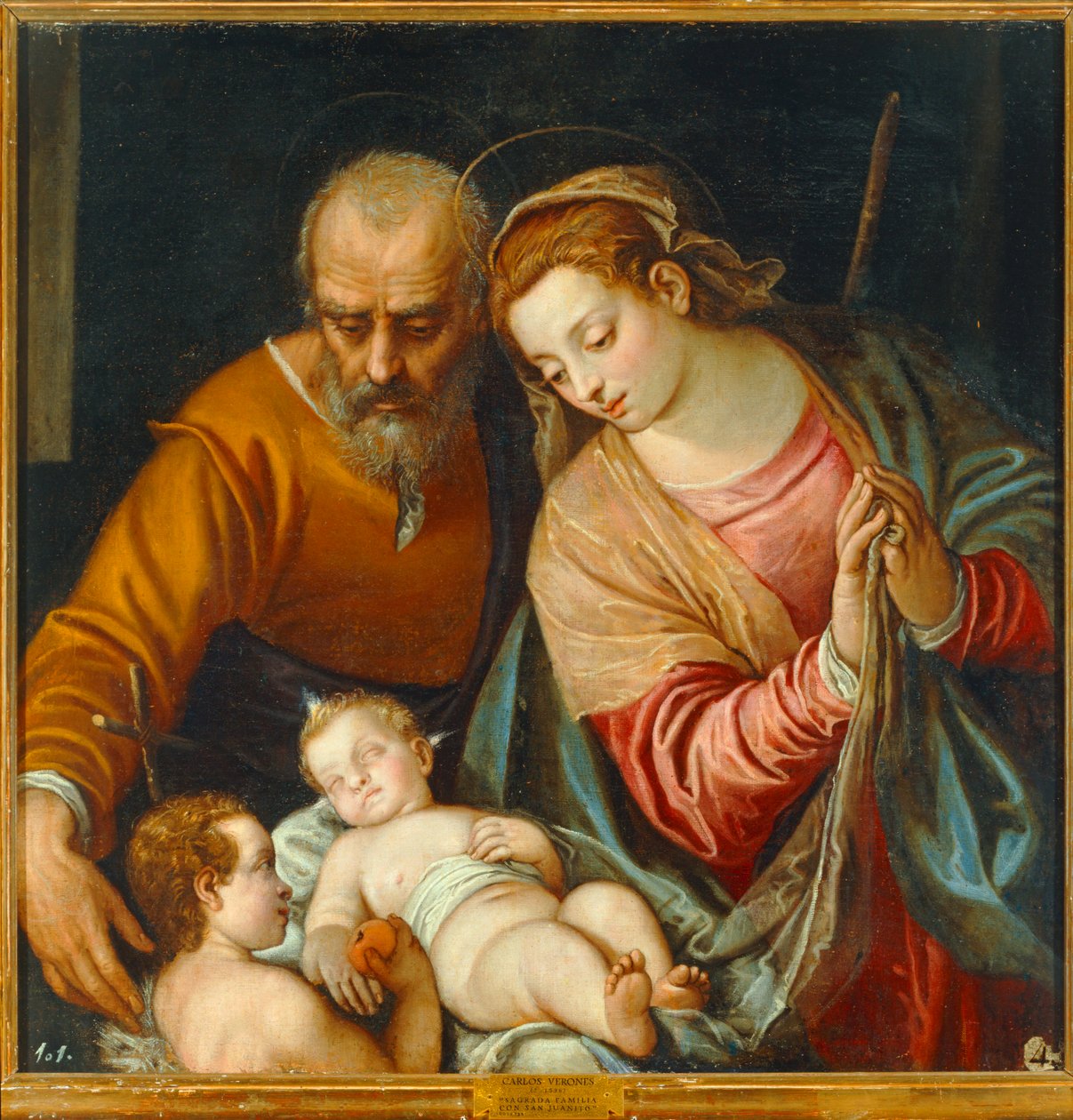 La Sagrada Familia con el joven San Juan Bautista ... de Carlo Caliari