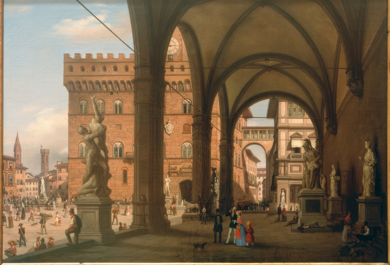 Vista de la Piazza del Granduca desde la Loggia dei Lanzi de Carlo Canella