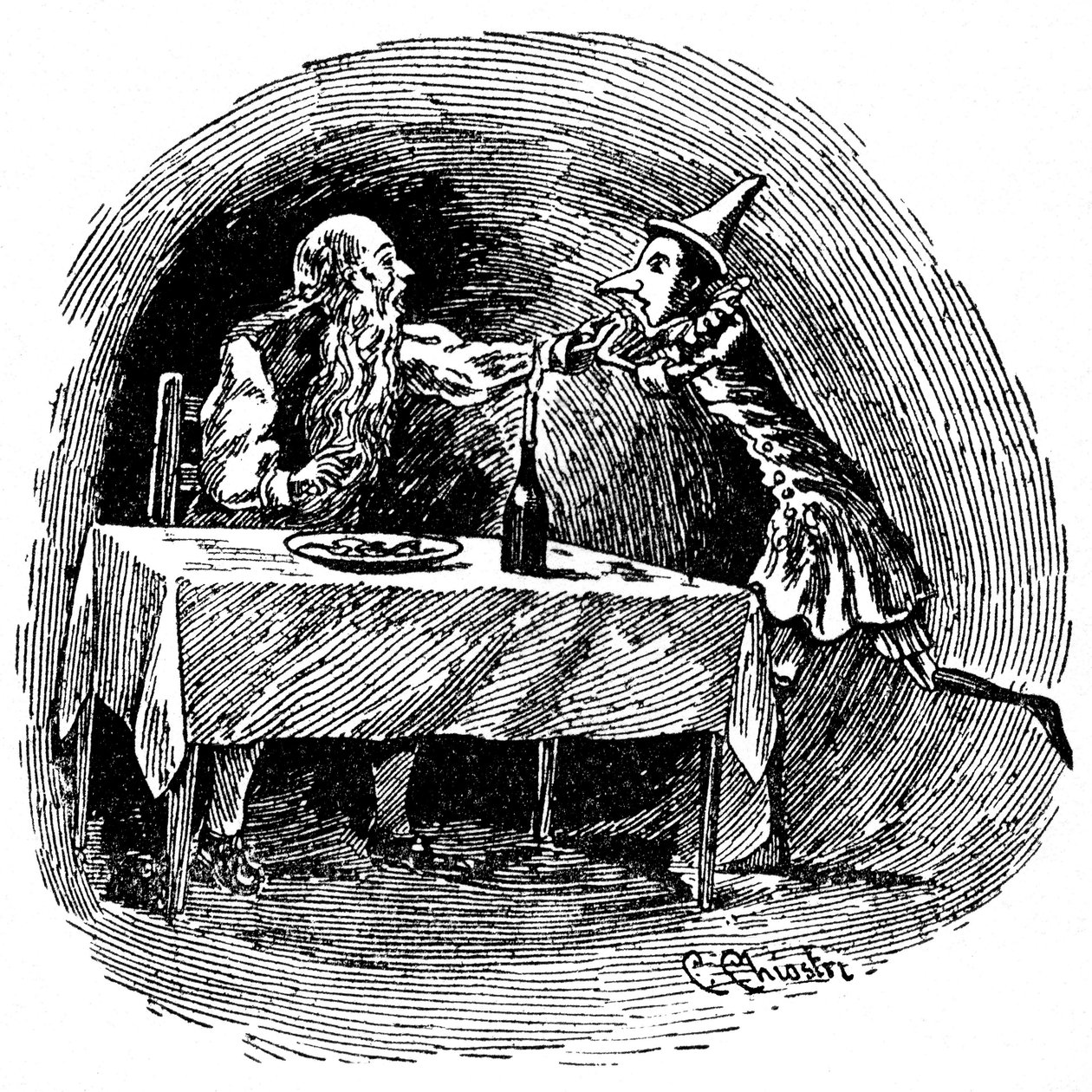 Ilustración de Pinocho por Carlo Chiostri (1863-1939), uno de los primeros ilustradores italianos de la obra de Collodi. La marioneta de madera encuentra a su padre Gepetto en el vientre del tiburón que se los tragó. de Carlo Chiostri