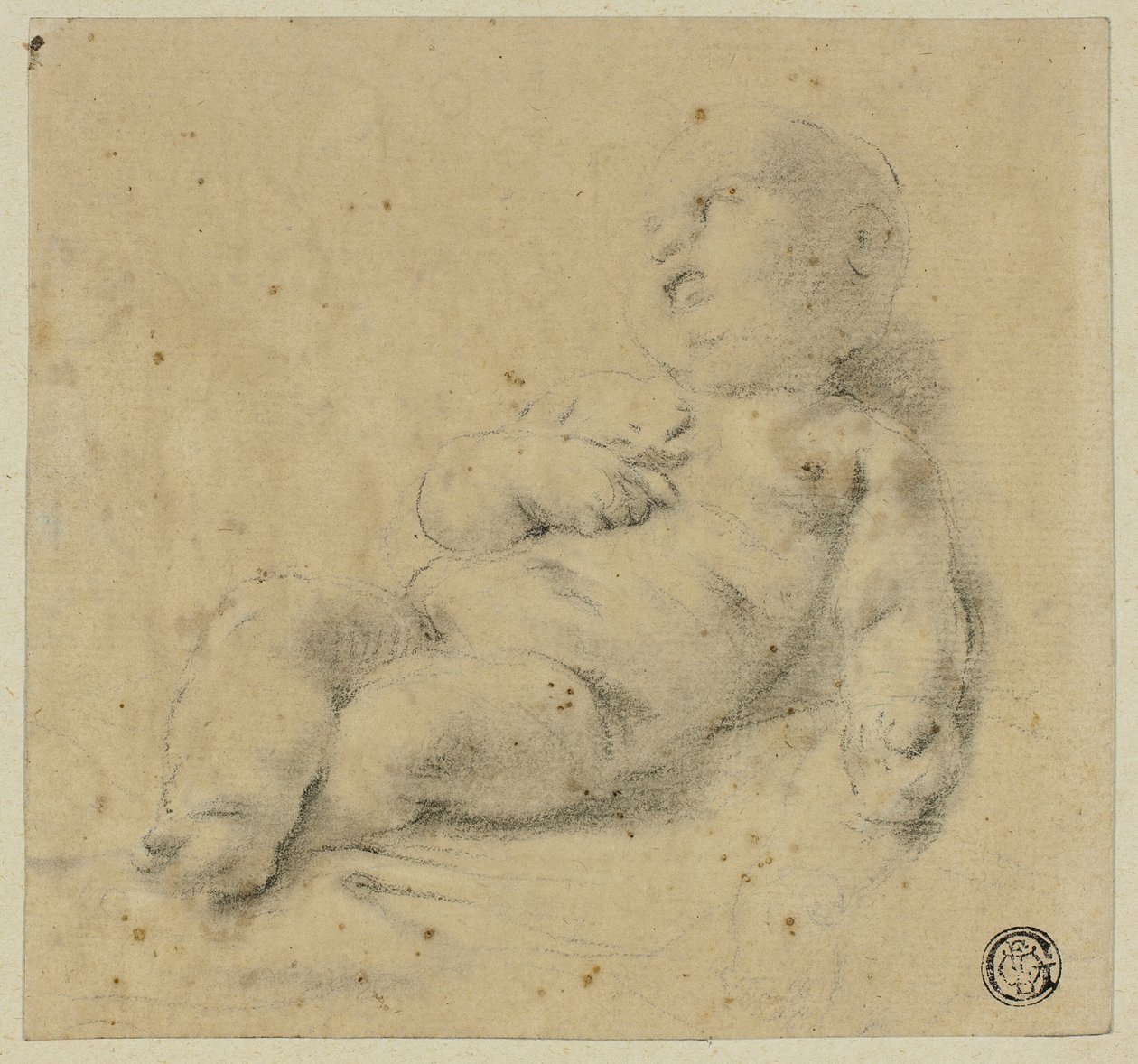 Niño Jesús dormido sosteniendo una cruz de Carlo Cignani