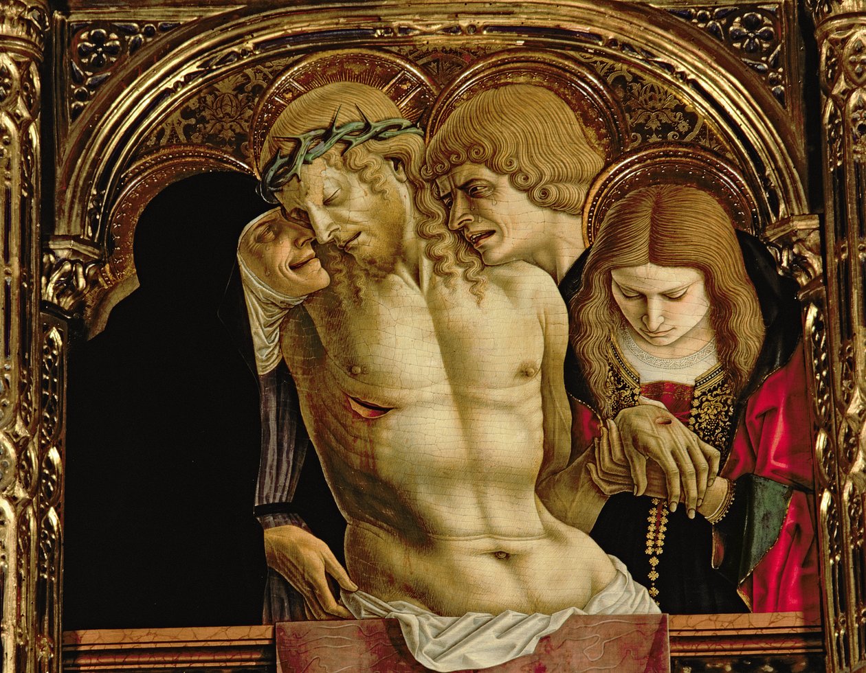 Lamentación de Cristo Muerto, (detalle) del políptico de Sant