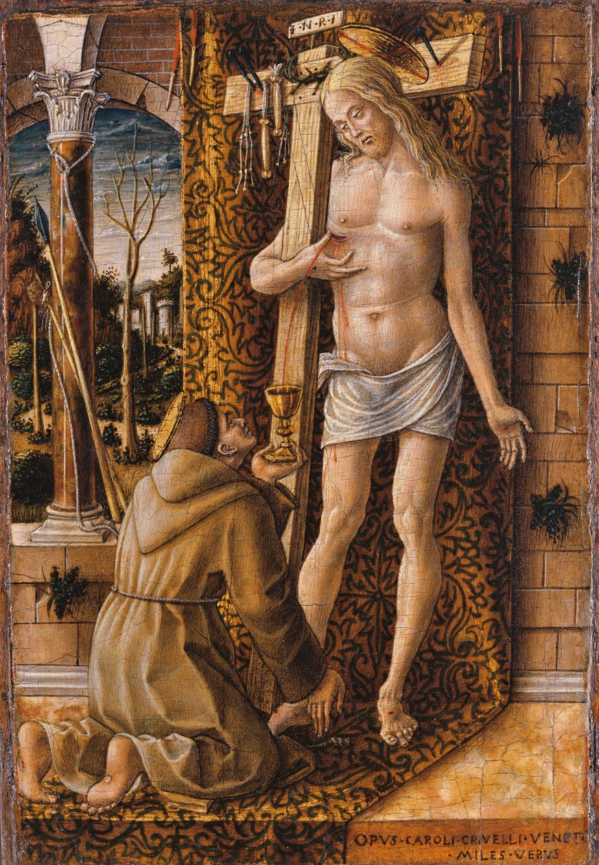 San Francisco recogiendo la Sangre de Cristo de Carlo Crivelli