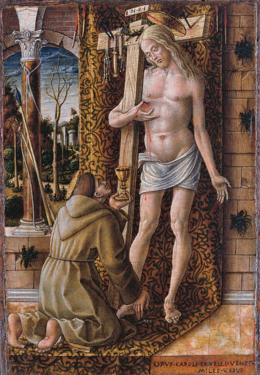 San Francisco recogiendo la Sangre de Cristo de Carlo Crivelli