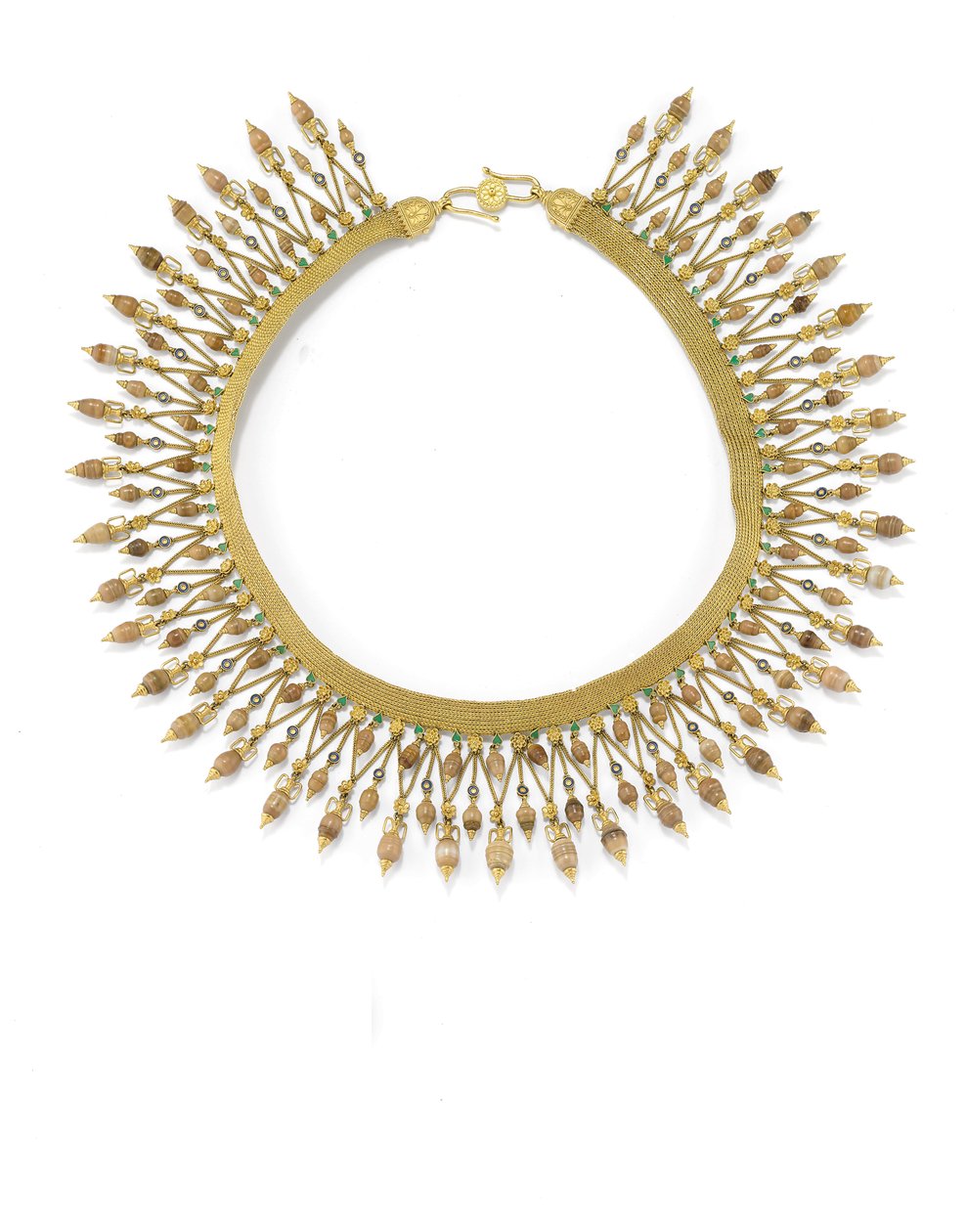 Collar (oro, esmalte y perlas de cueva) de Carlo Giuliano