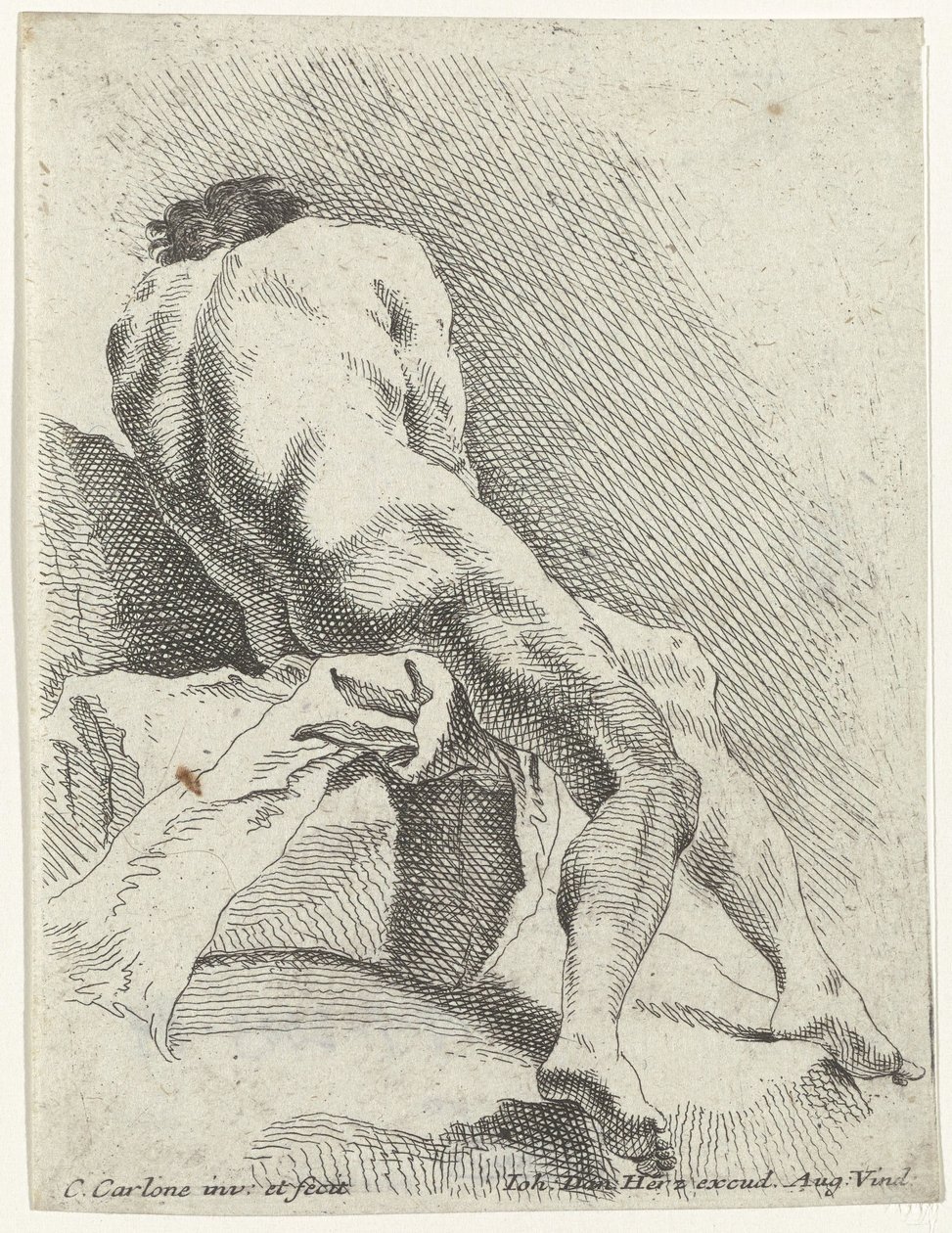 Desnudo masculino sentado, visto de espaldas de Carlo Innocenzo Carlone