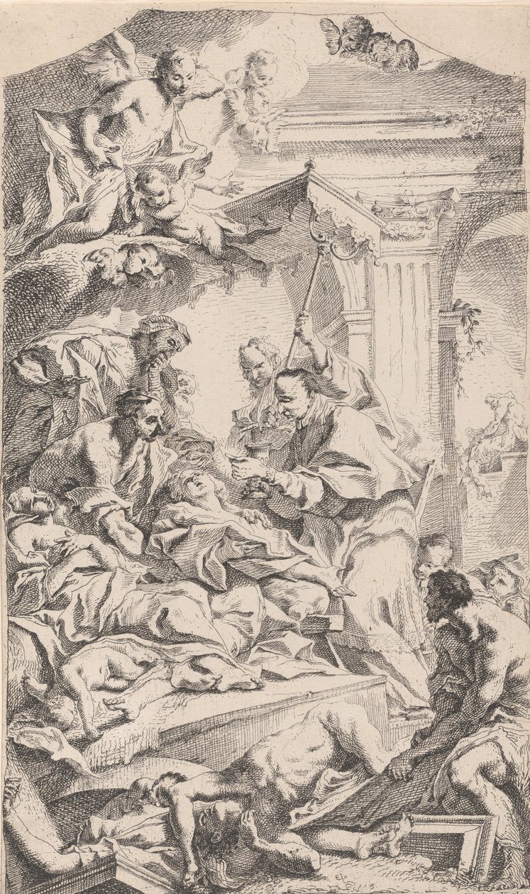 San Carlos dando comunión a los apestados, 1725-75 de Carlo Innocenzo Carloni