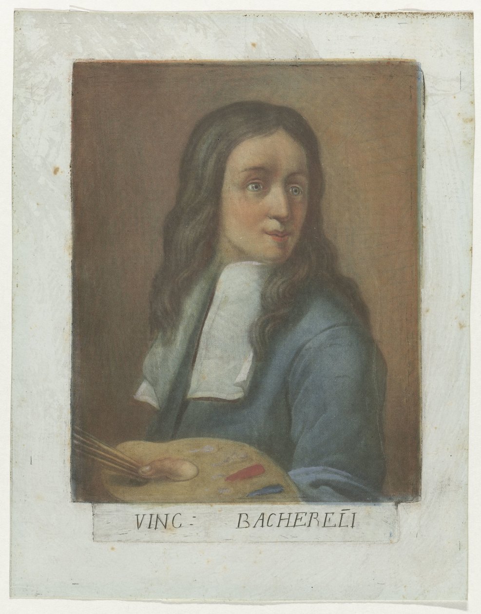 Portret van schilder Vincenzo Bachereli Kunstenaarszelfportretten in de Uffizi Gallery te Florence (título de la serie) Los autorretratos de la Real Galleria di Firenze (título de serie) de Carlo Lasinio