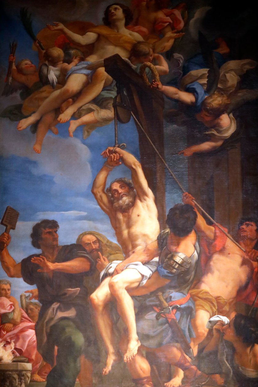 Blas de Sebaste es venerado como un santo y mártir cristiano. Pintura. Génova. Italia. de Carlo Maratta or Maratti