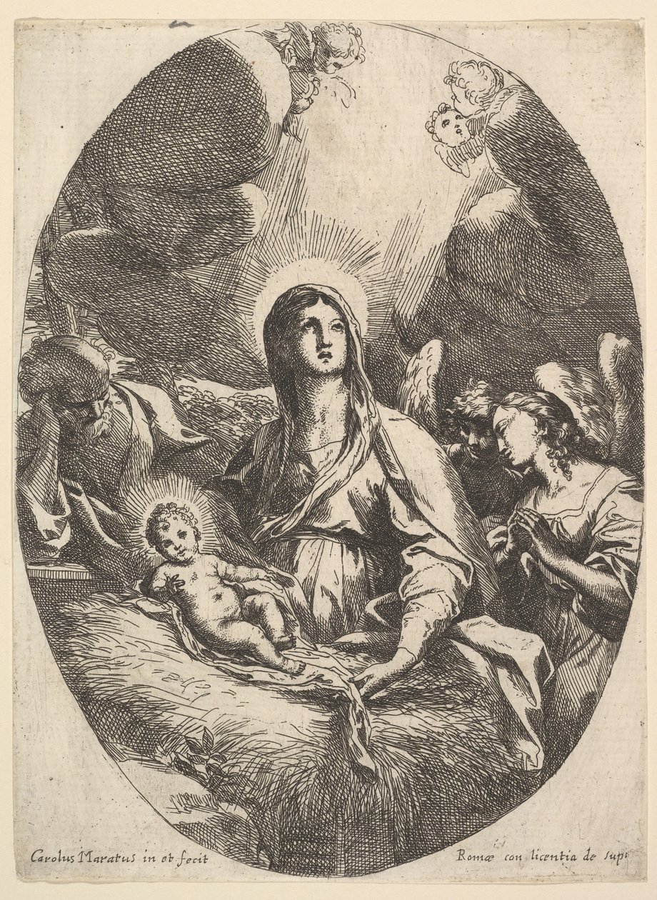 La adoración de los ángeles de Carlo Maratta or Maratti