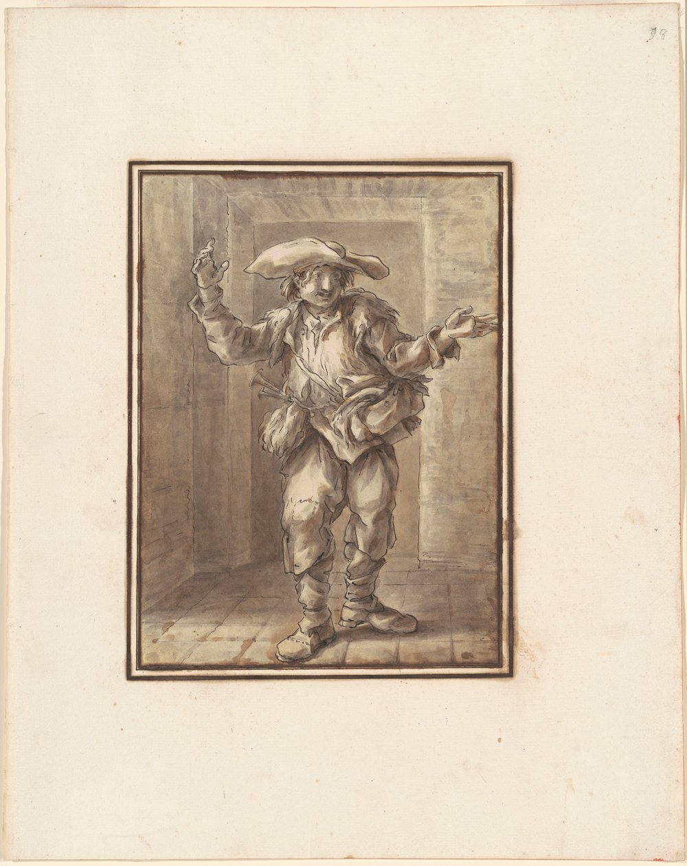 Caricatura de un campesino con sombrero ancho de Carlo Marchionni