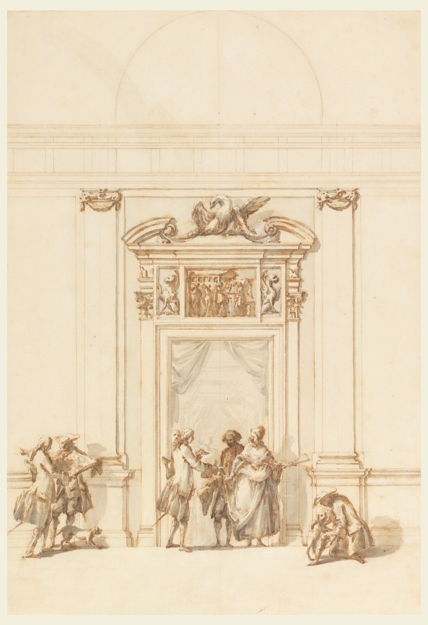Diseño para el Portal Norte, Gran Galería, Villa Albani, Roma, Italia de Carlo Marchionni