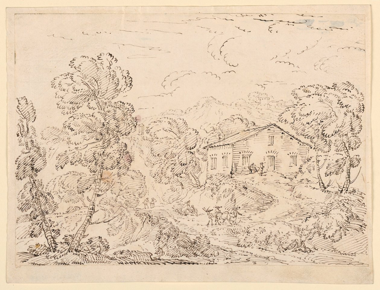 Dibujo, Una trattoria en el bosque, 1760-1770 de Carlo Marchionni
