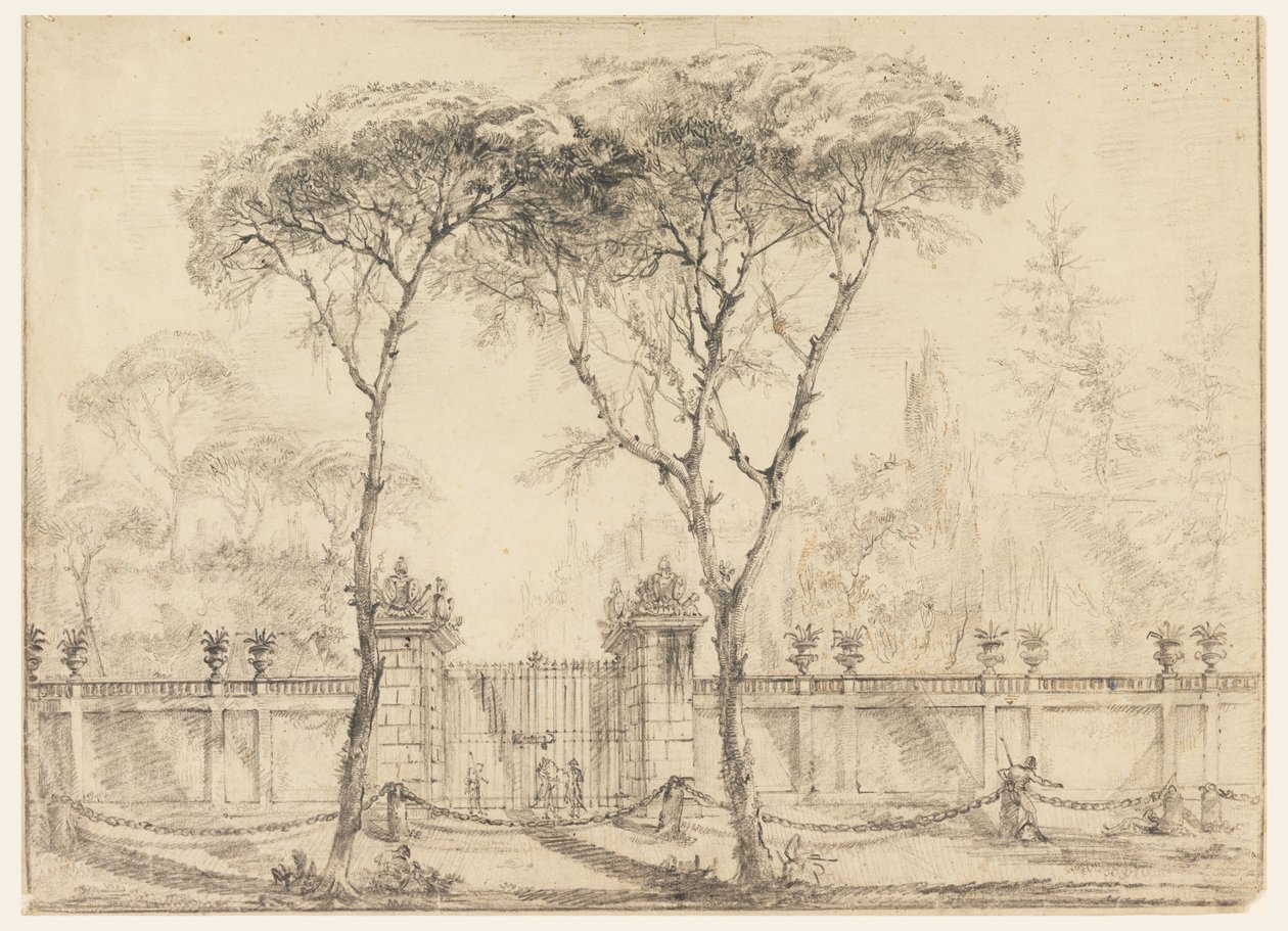 Dibujo, En la puerta de una villa, 1770-86 de Carlo Marchionni