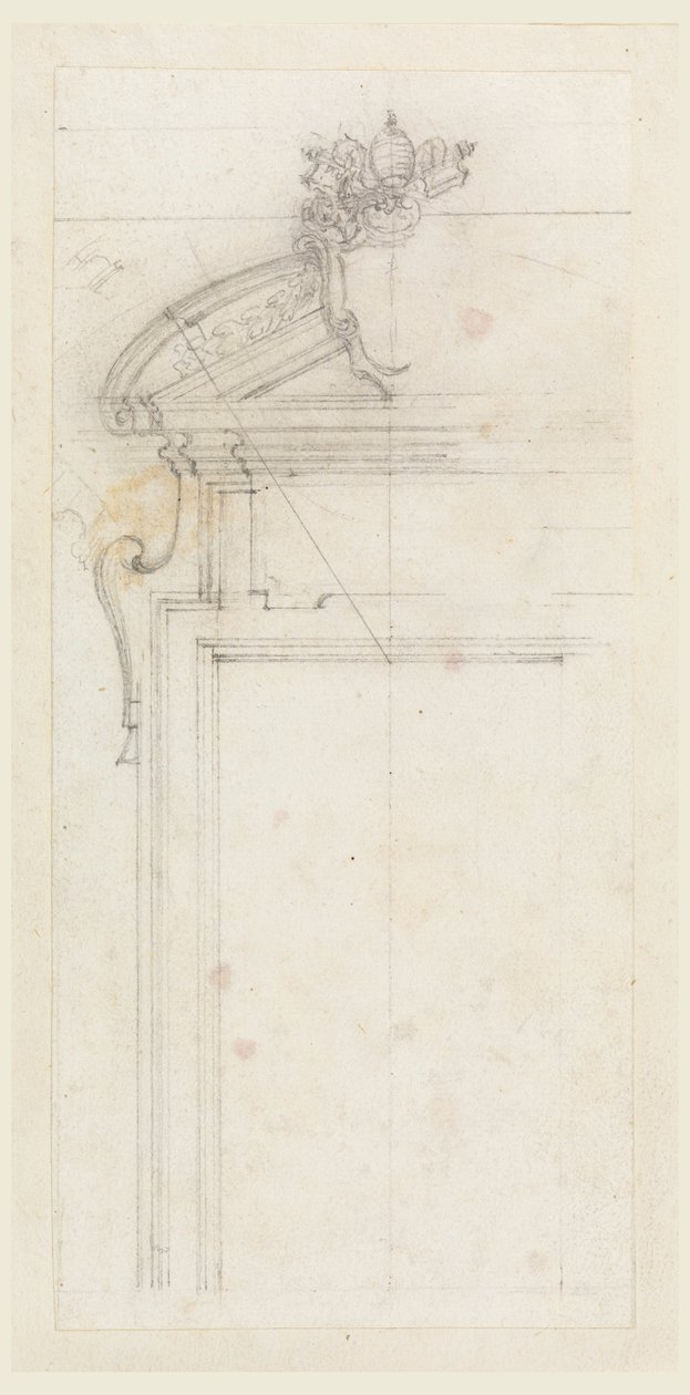 Dibujo, Diseño para una caja de puerta, 1725-50 de Carlo Marchionni