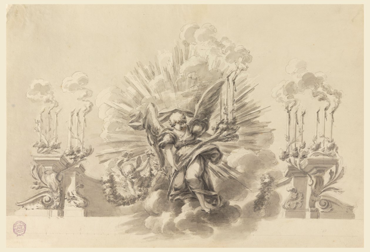 Dibujo, Diseño para una decoración ceremonial, ca. 1760 de Carlo Marchionni