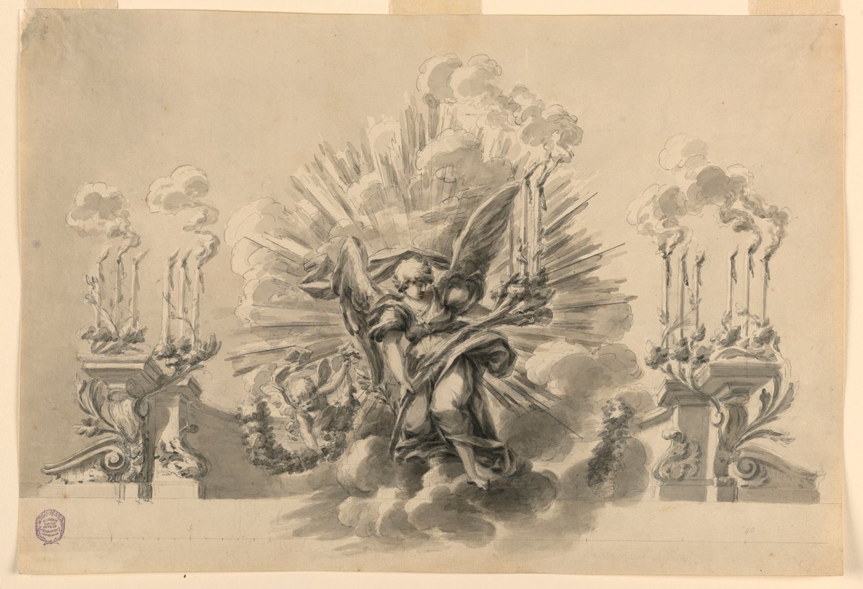 Dibujo, Diseño para una decoración ceremonial, ca. 1760 de Carlo Marchionni