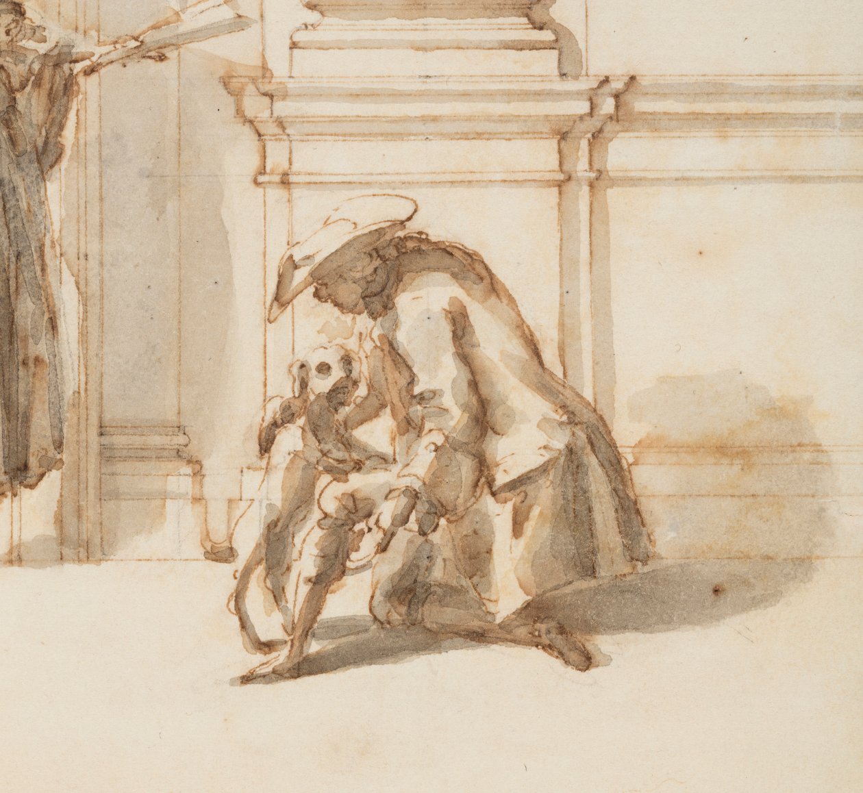 Dibujo, Diseño del portal norte, Gran Galería, Villa Albani, Roma, Italia, 1755-56 de Carlo Marchionni