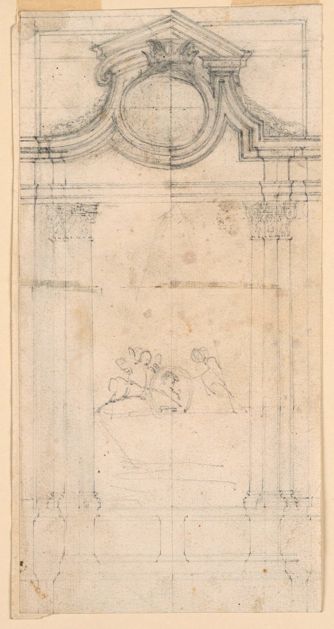 Dibujo, Diseño de un monumento sepulcral para un claustro, ca. 1745 de Carlo Marchionni