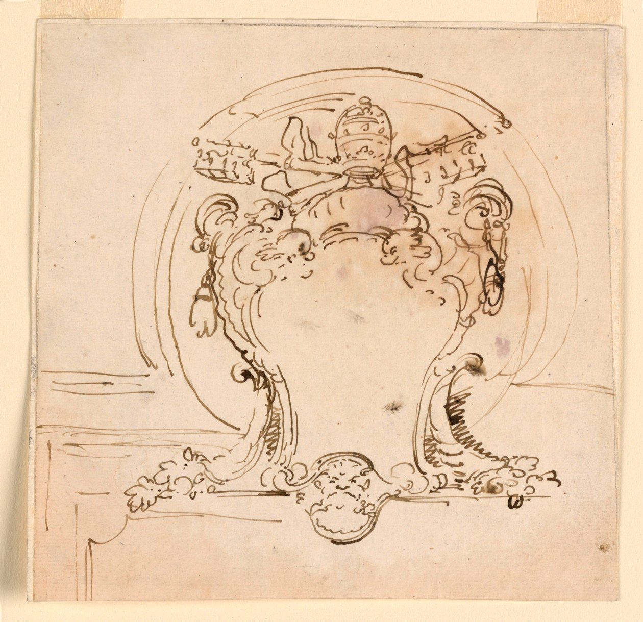 Dibujo, escudo papal, 1740-58 de Carlo Marchionni