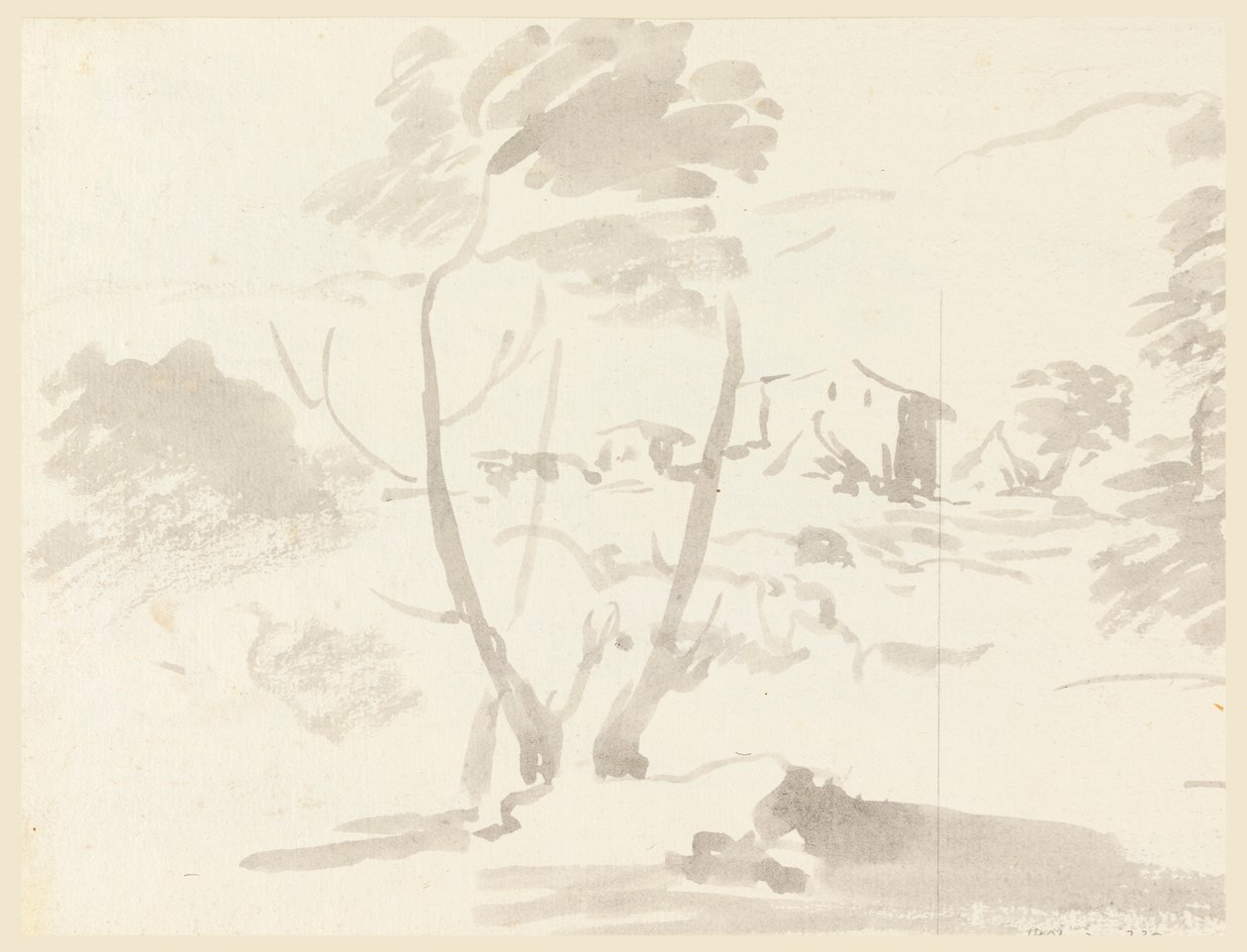 Dibujo, Boceto de un árbol en un paisaje, 1760-1780 de Carlo Marchionni