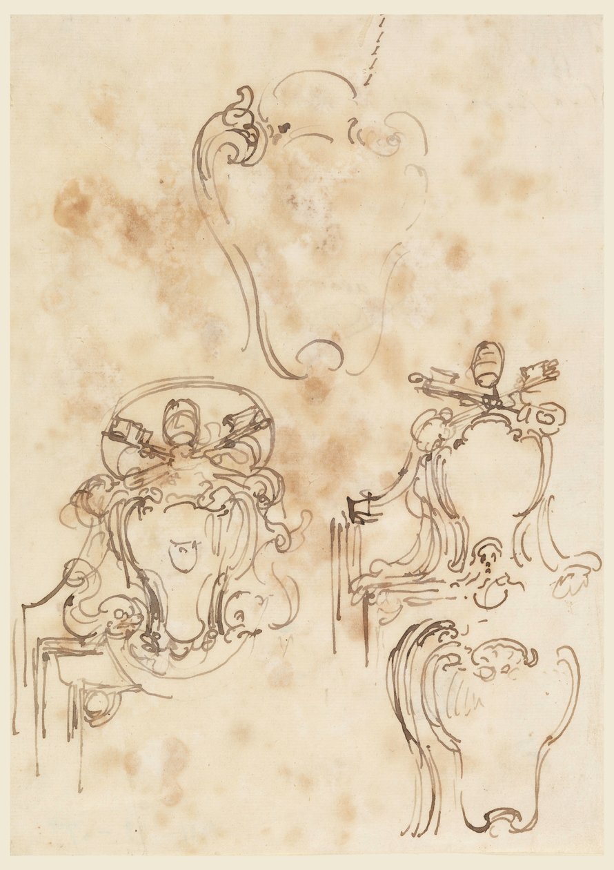 Dibujo, Bocetos para marcos y escudos, 1758-69 de Carlo Marchionni
